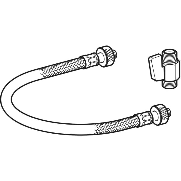 Keramag Reinforced Braided Hose With Ball Valve For Geberit AquaClean Alba / Sela