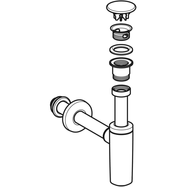 Keramag Washbasin Drain With Siphon Valve Cover And Sleeve Horizontal Outlet For Geberit ONE Washbasin Vertical Outlet
