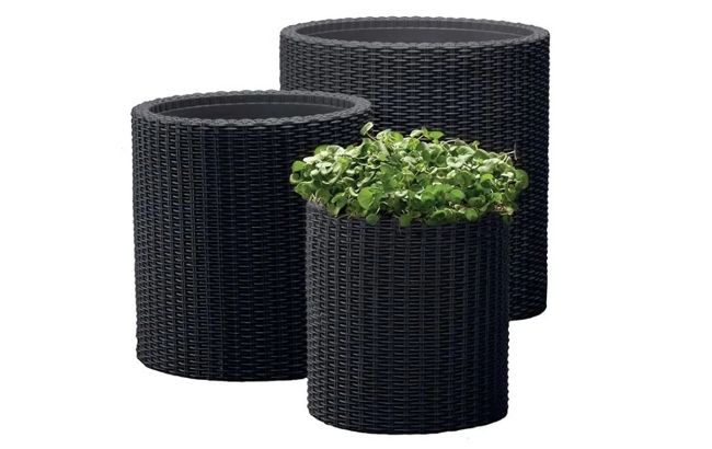 Keter Cylinder Planter Set Of 3 - Black