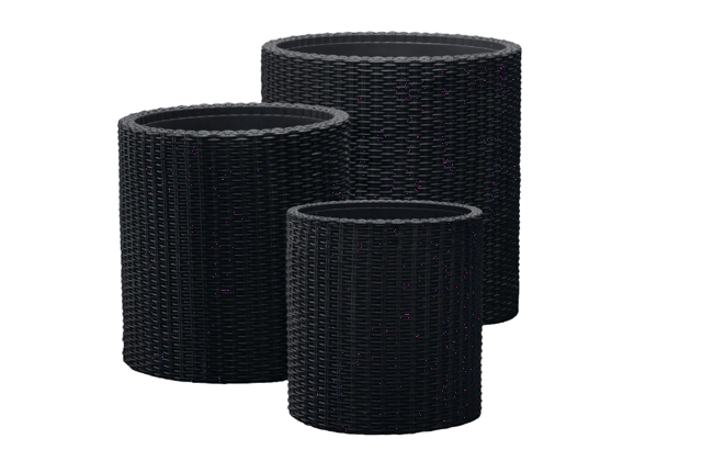 keter Cylinder Planter Set of 3 - Black