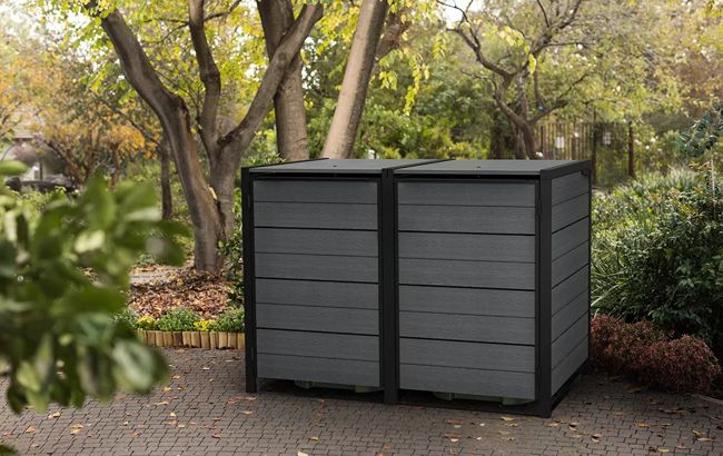 Keter Hide Away Trash Can Storage Shed - Graphite