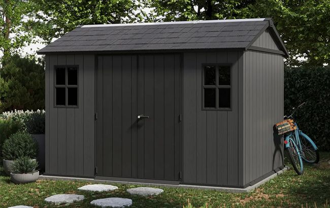 Keter Newton Plus 7.5x11 Storage Shed - Graphite
