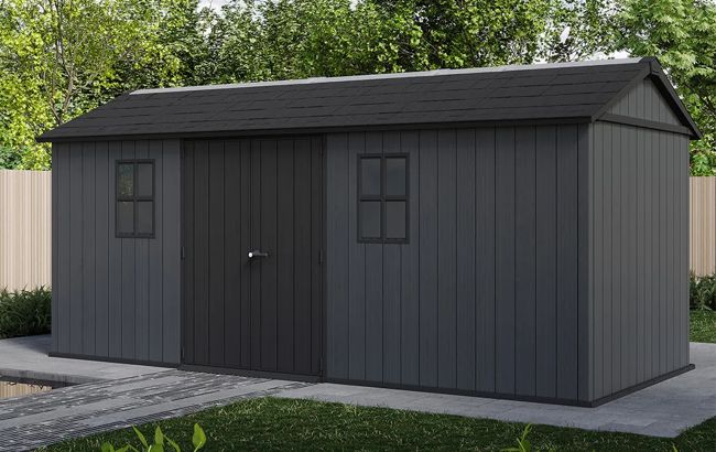 Keter Newton Plus 7.5x17 Storage Shed - Graphite