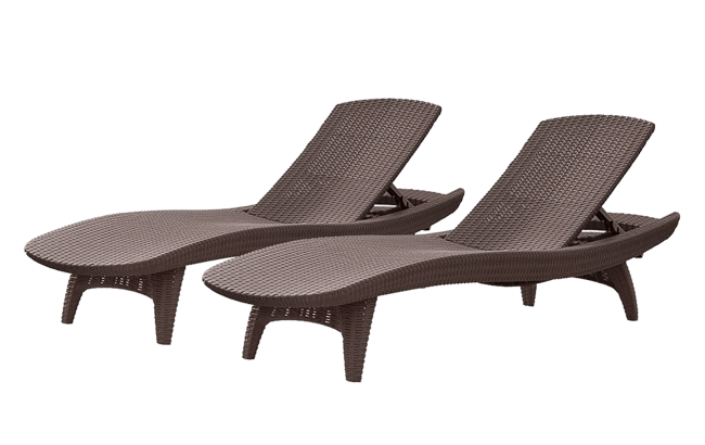 keter Pacific Chaise Sun Lounger Set of 2 - Brown