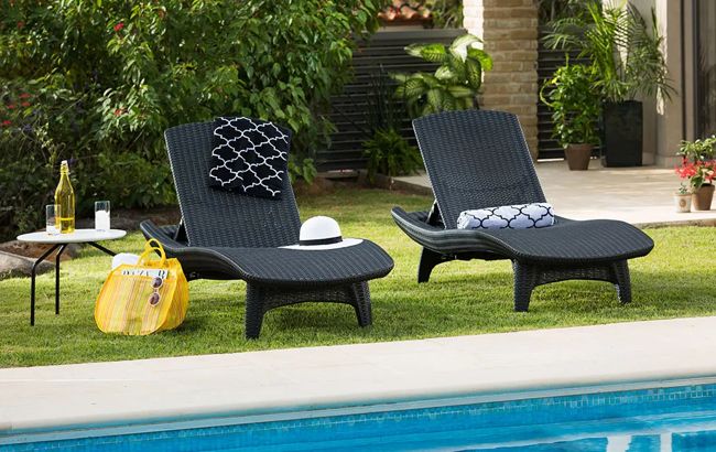 Keter Pacific Chaise Sun Lounger Set Of 2 - Graphite