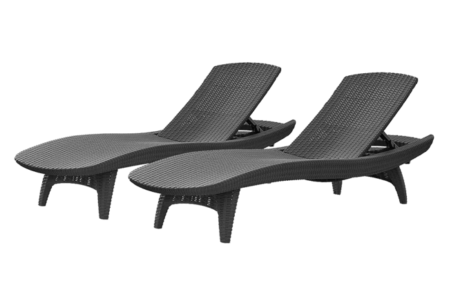 keter Pacific Chaise Sun Lounger Set of 2 - Graphite