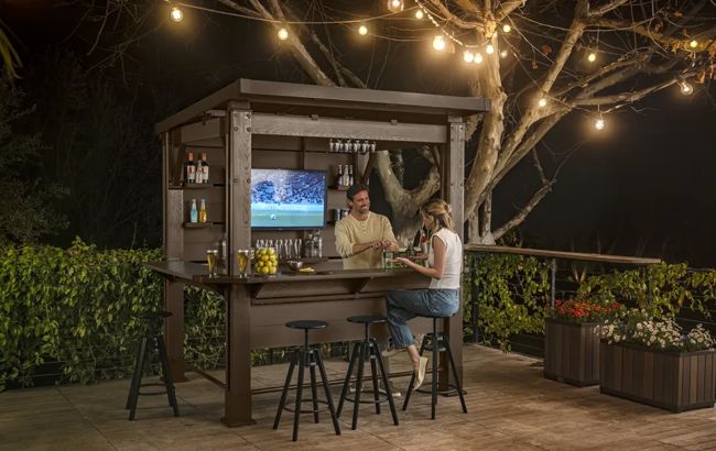 Keter Signature 7.5x6.5 Bar Gazebo - Pine Brown