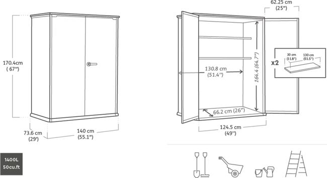 Keter Signature Vertical Storage Shed - Storm Grey