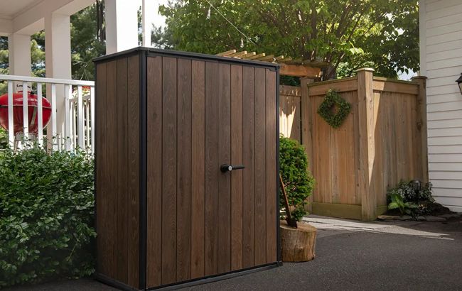 Keter Signature Vertical Storage Shed - Walnut Brown
