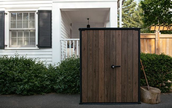 Keter Signature Vertical Storage Shed - Walnut Brown