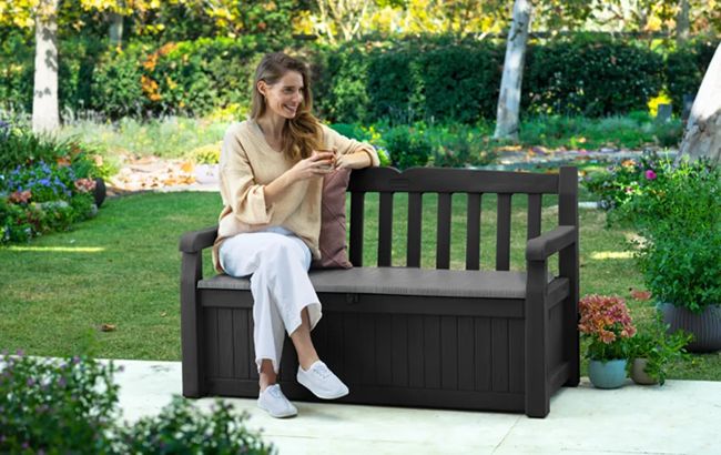 Keter Solana 70 Gallon Outdoor Storage Bench - Grey