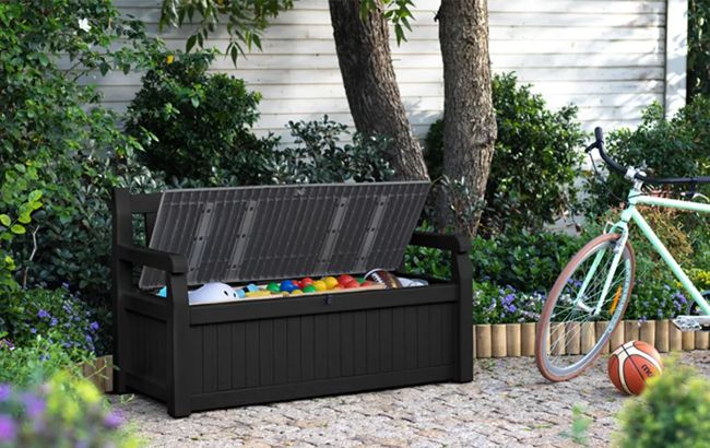 Keter Solana 70 Gallon Outdoor Storage Bench - Grey
