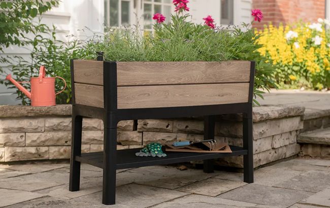 Keter Signature 29 Gallon Elevated Garden Bed - Ashwood Brown