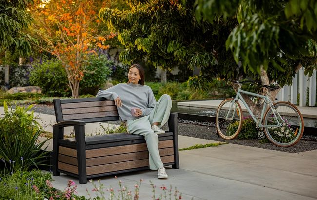Keter Signature 60 Gallon Outdoor Storage Bench - Walnut Brown