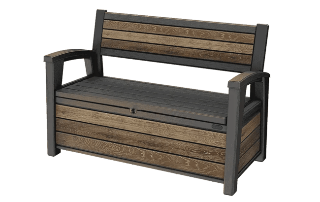 keter Signature 60 Gallon Outdoor Storage Bench - Walnut Brown