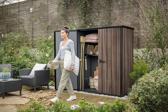 Keter Signature Vertical Storage Shed - Rosewood Brown