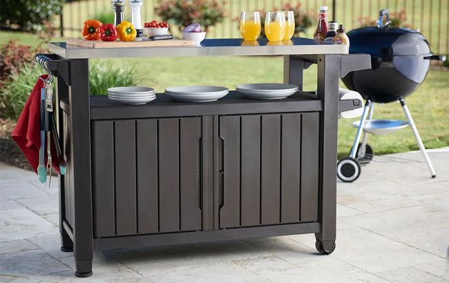 Keter Unity XL Outdoor Kitchen Cart With Storage - Brown