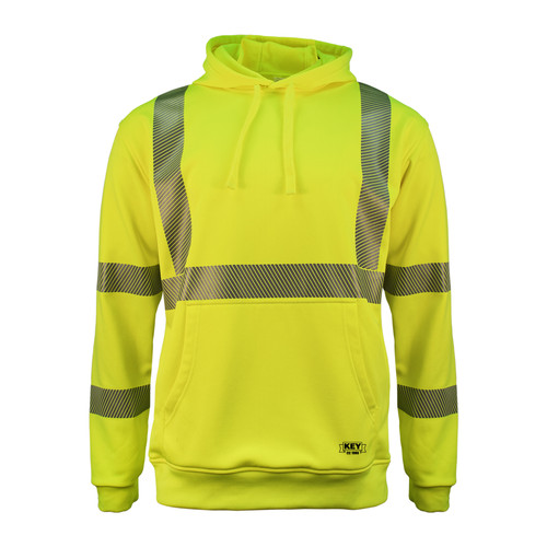 key apparel ANSI Class 3 Hi-Vis Segmented Tape Fleece Pullover Hoodie Hi-Vis Yellow