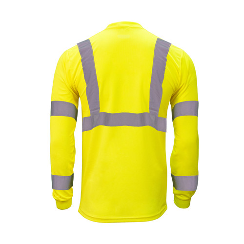 Key Apparel ANSI Class 3 Long Sleeve T Shirt With Pocket Hi-Vis Yellow