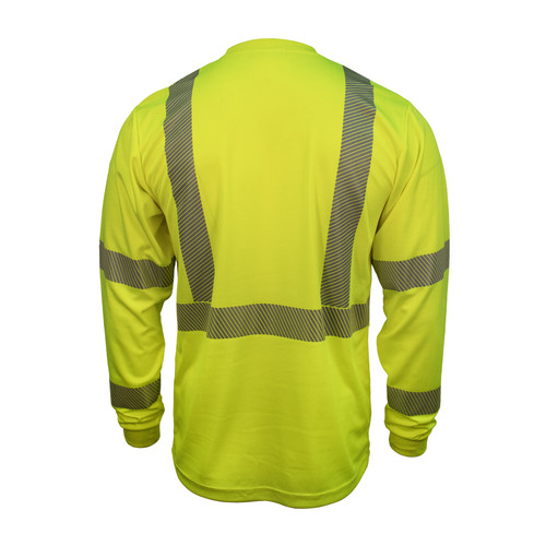 Key Apparel ANSI Class 3 Segmented Tape UltraSoft Long Sleeve Pocket Tee Hi-Vis Yellow