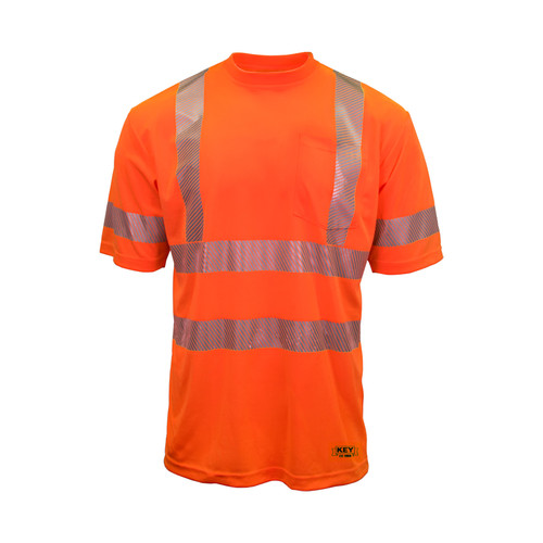 Key Apparel ANSI Class 3 Segmented Tape UltraSoft Short Sleeve Pocket Tee Hi-Vis Yellow