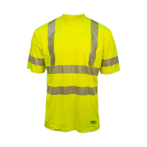 key apparel ANSI Class 3 Segmented Tape UltraSoft Short Sleeve Pocket Tee Hi-Vis Yellow