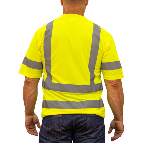 Key Apparel ANSI Class 3 Short Sleeve Pocket Tee Hi-Vis Yellow