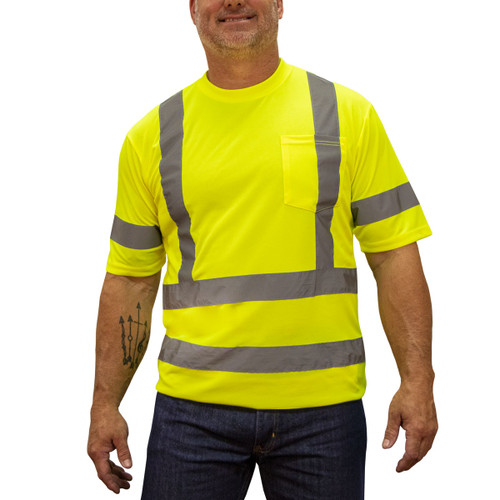 key apparel ANSI Class 3 Short Sleeve Pocket Tee Hi-Vis Yellow