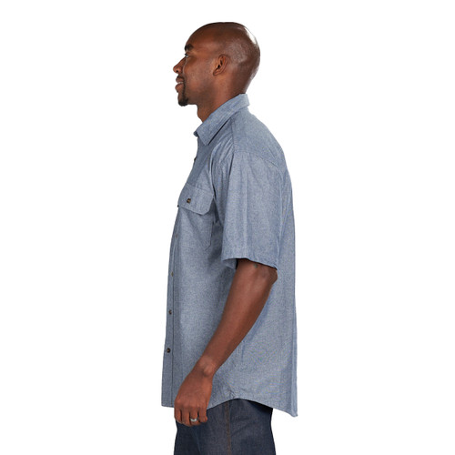 Key Apparel Blue Chambray Work Shirt - Short Sleeve Blue Chambray