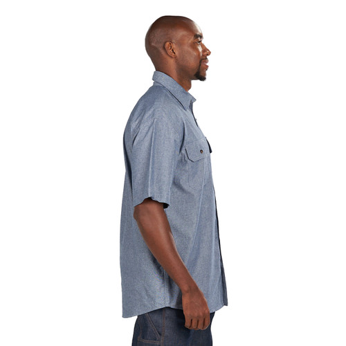 Key Apparel Blue Chambray Work Shirt - Short Sleeve Blue Chambray