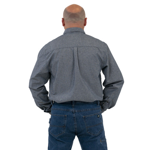 Key Apparel Chambray Long Sleeve Work Shirt Blue Chambray