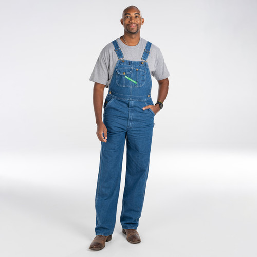 key apparel Denim Bib Overall - Enzyme Washed Indigo Denim Enzyme Wash