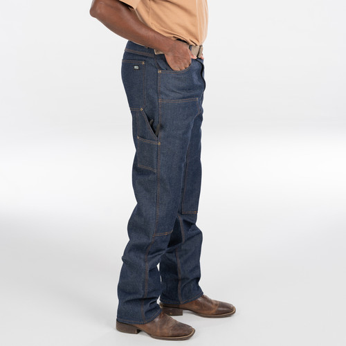 Key Apparel Denim Double Front Logger Dungaree Indigo Denim Rigid