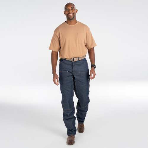 key apparel Denim Double Front Logger Dungaree Indigo Denim Rigid