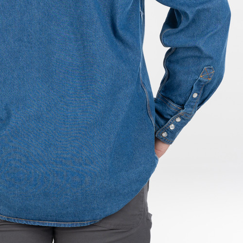 Key Apparel Denim Pearl Snap Western Shirt - Long Sleeve Indigo Denim Enzyme Wash