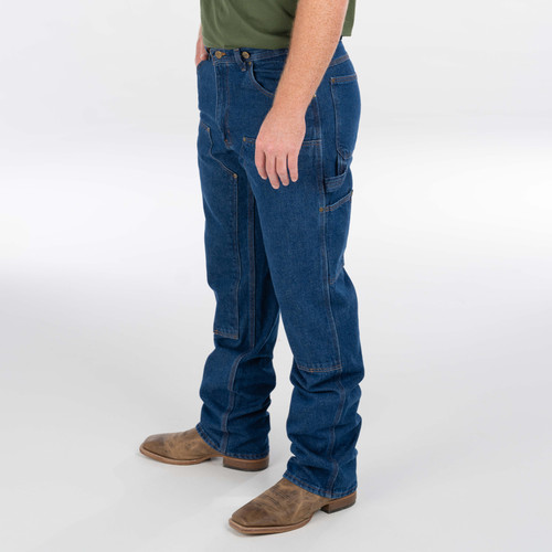 key apparel Double Front Denim Logger Dungaree Indigo Denim Enzyme Wash