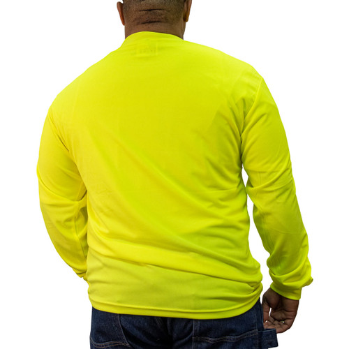 Key Apparel Enhanced Visibility Long Sleeve Pocket T-Shirt Hi-Vis Yellow