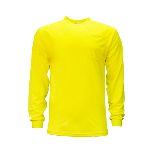 Key Apparel Enhanced Visibility Long Sleeve Pocket T-Shirt Hi-Vis Yellow