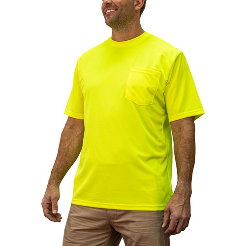 Key Apparel Enhanced Visibility Short Sleeve Pocket T-Shirt Hi-Vis Yellow