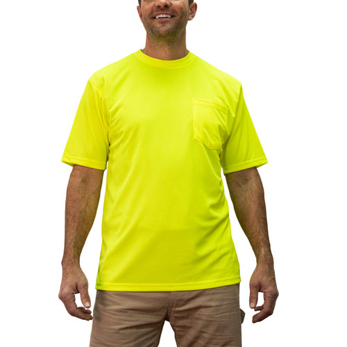 key apparel Enhanced Visibility Short Sleeve Pocket T-Shirt Hi-Vis Yellow