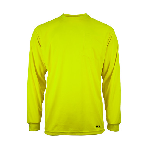 key apparel Enhanced Visibility UltraSoft Long Sleeve Pocket Tee Hi-Vis Yellow