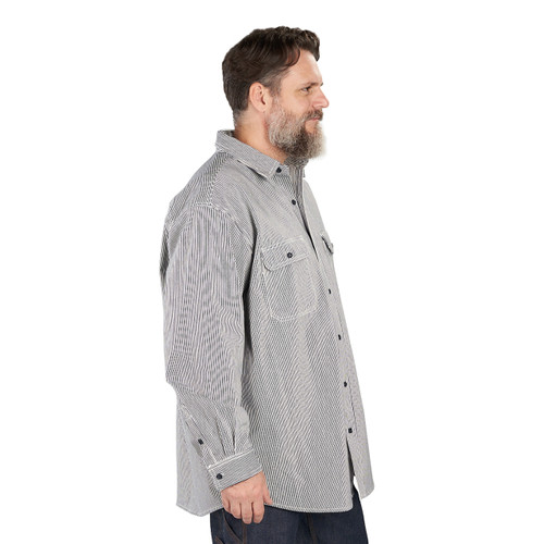 Key Apparel Hickory Stripe Long Sleeve Button Logger Shirt Hickory Stripe Rigid