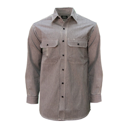Key Apparel Hickory Stripe Long Sleeve Button Logger Shirt Hickory Stripe Rigid