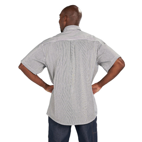 Key Apparel Hickory Stripe Short Sleeve Zip Logger Shirt Hickory Stripe Rigid