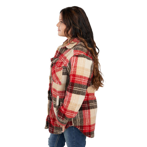 Key Apparel Boulevard Shacket Fire Brick Plaid