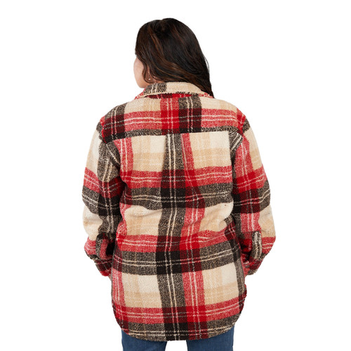 Key Apparel Boulevard Shacket Fire Brick Plaid