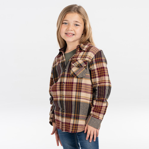 Key Apparel Kid's Backyard Shirt Mahogany Plaid