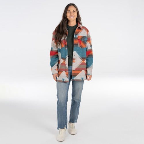 key Apparel Kingston Shacket For Women Aztec Fire