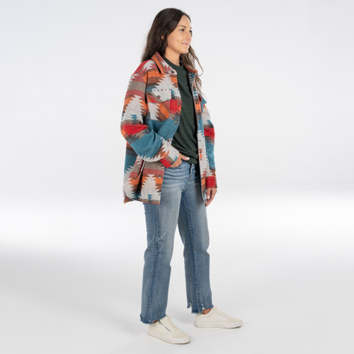 key Apparel Kingston Shacket For Women Aztec Fire