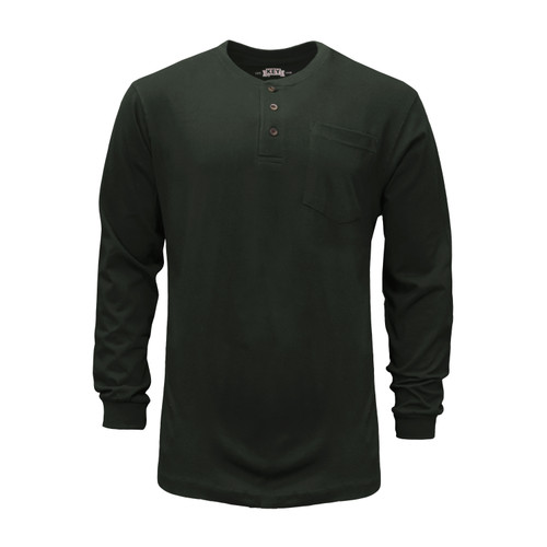 Key Apparel Long Sleeve Pocket Henley Black